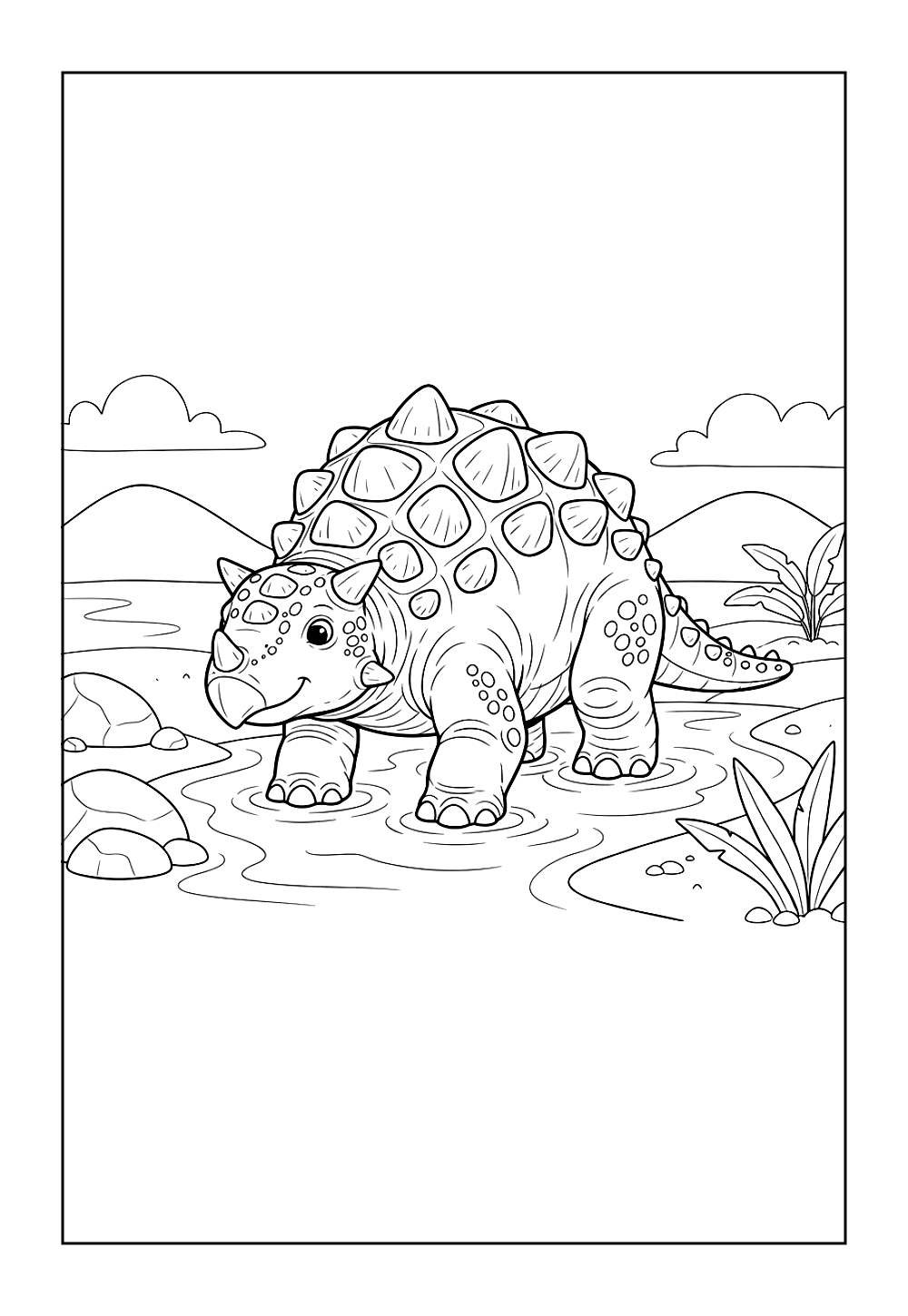 Desenho de Anquilossauro para colorir