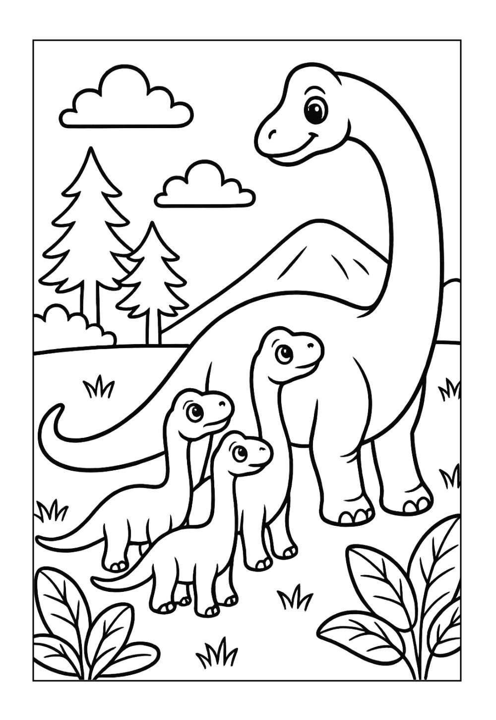 Desenho de Dinossauro Braquiossauro para colorir