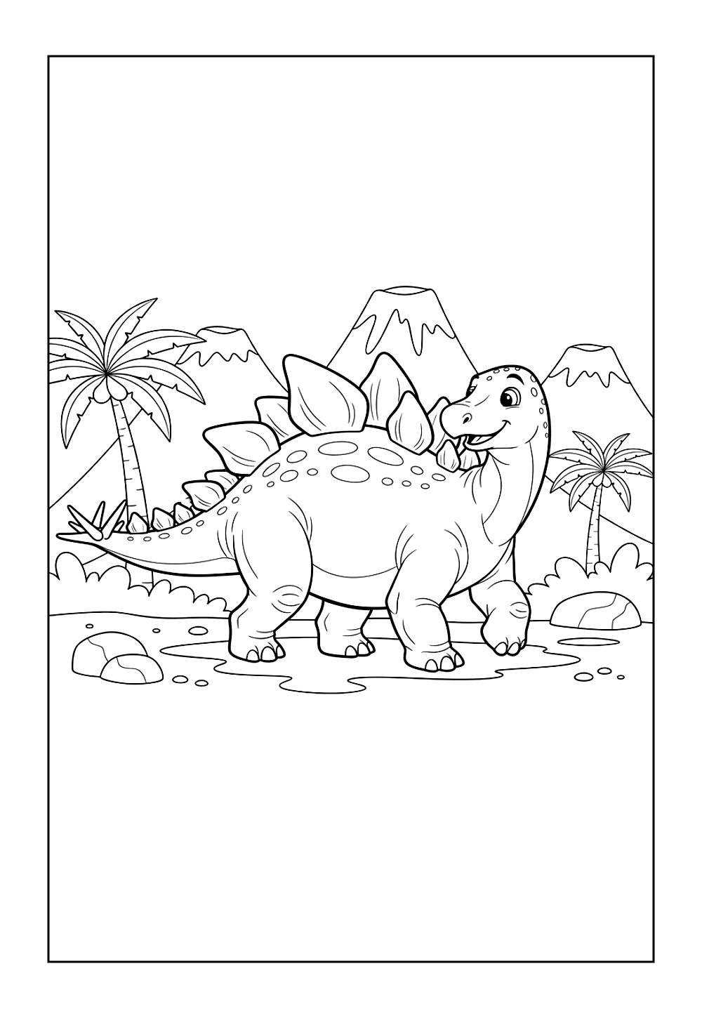 Desenho de Estegossauro para pintar