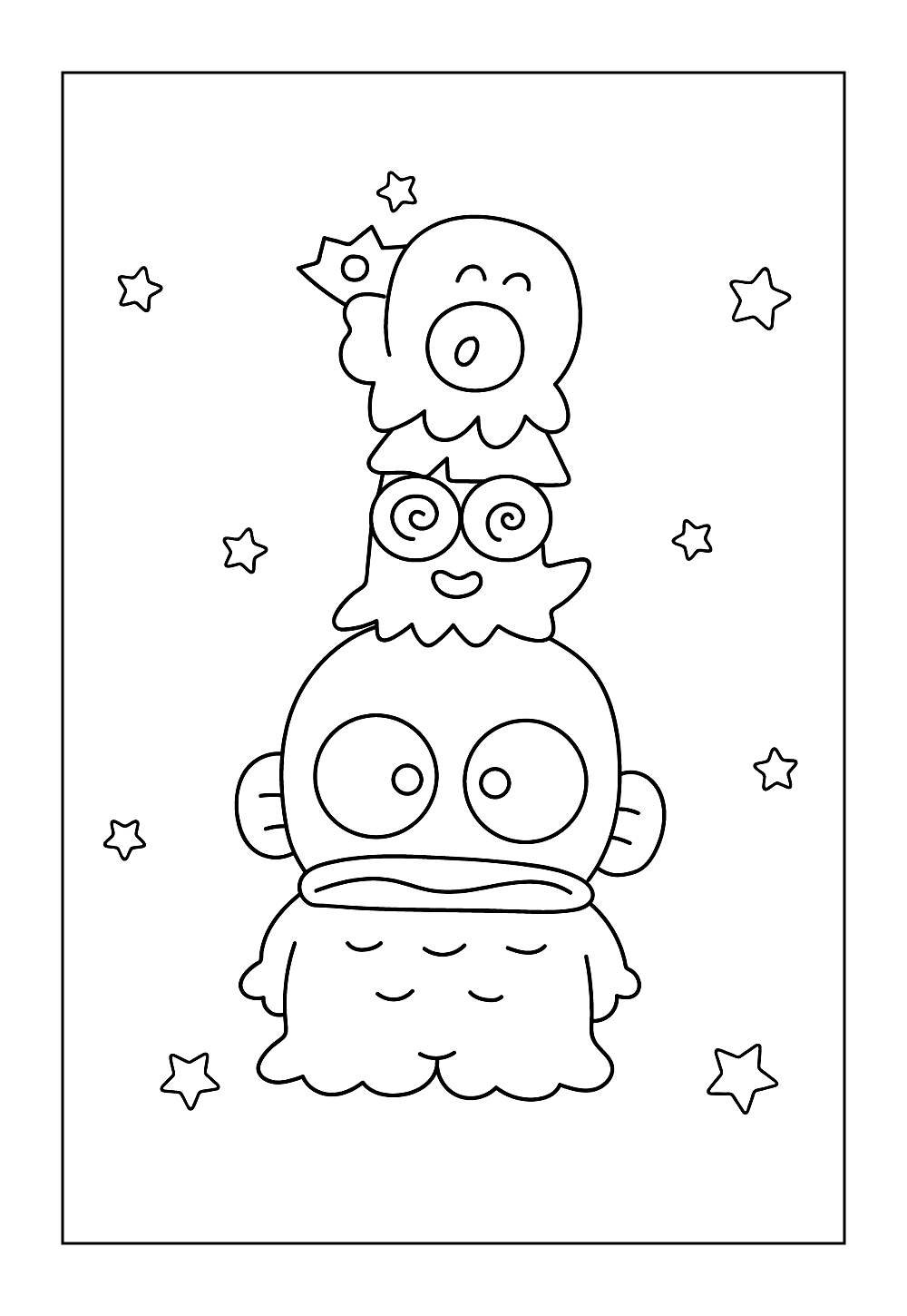 Desenho de Hangyodon para colorir e pintar