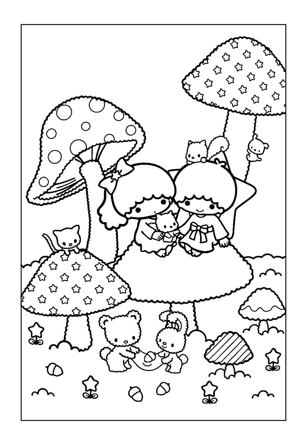 Desenho de Little Twin Stars para imprimir e pintar