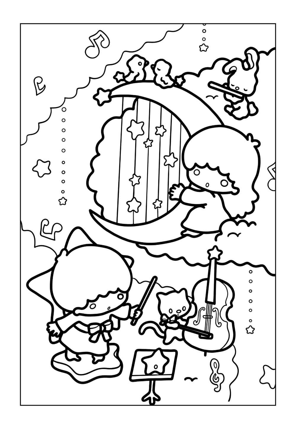 Desenho de Little Twin Stars para colorir