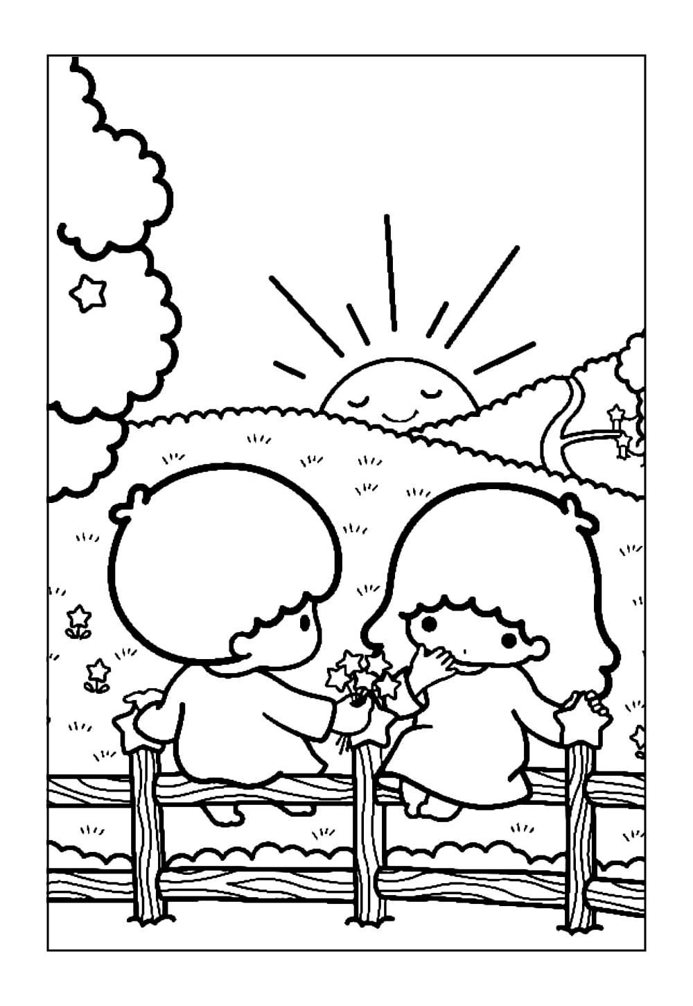 Desenho de Little Twin Stars para pintar