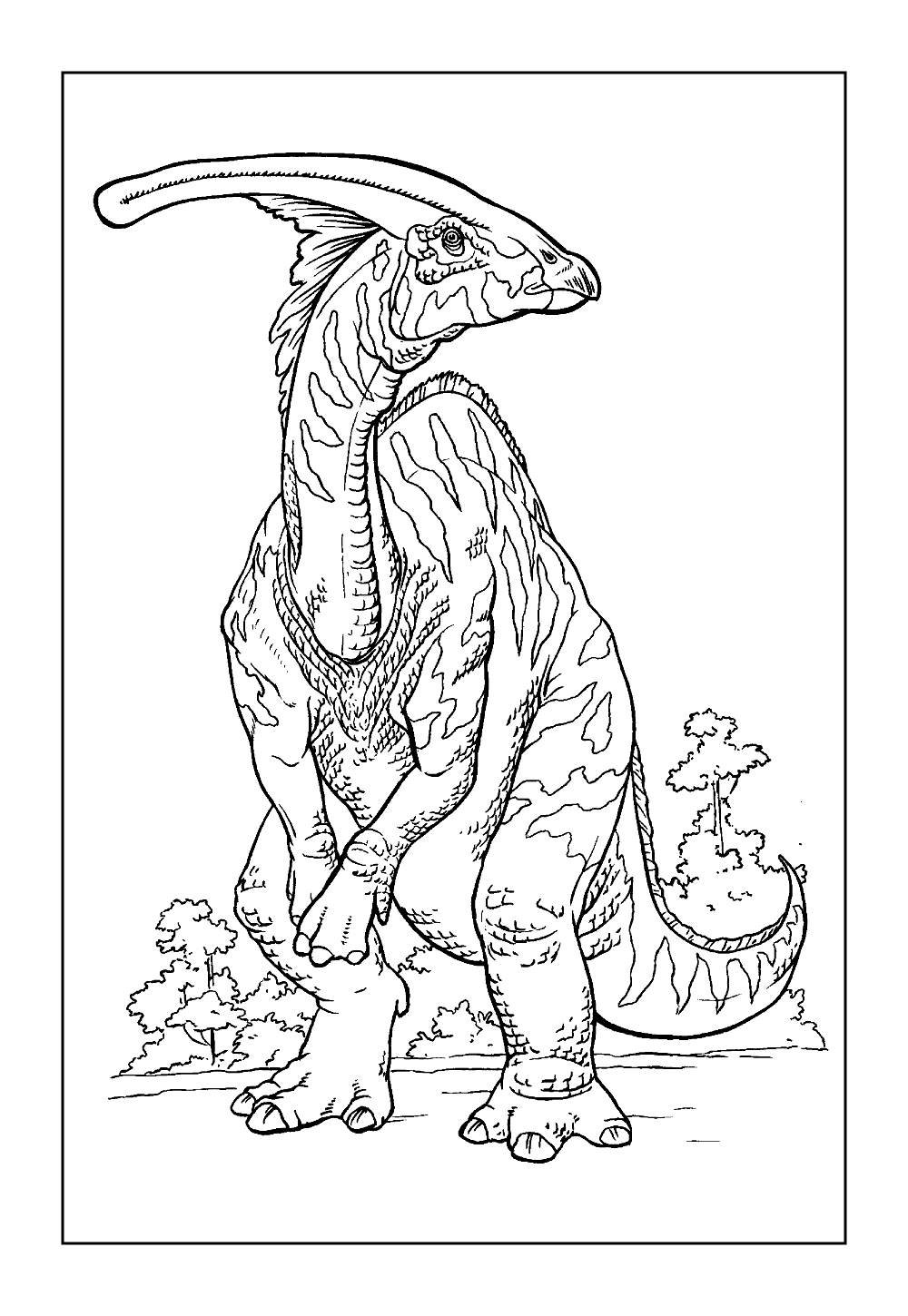 Desenho de Parasaurolofo para pintar