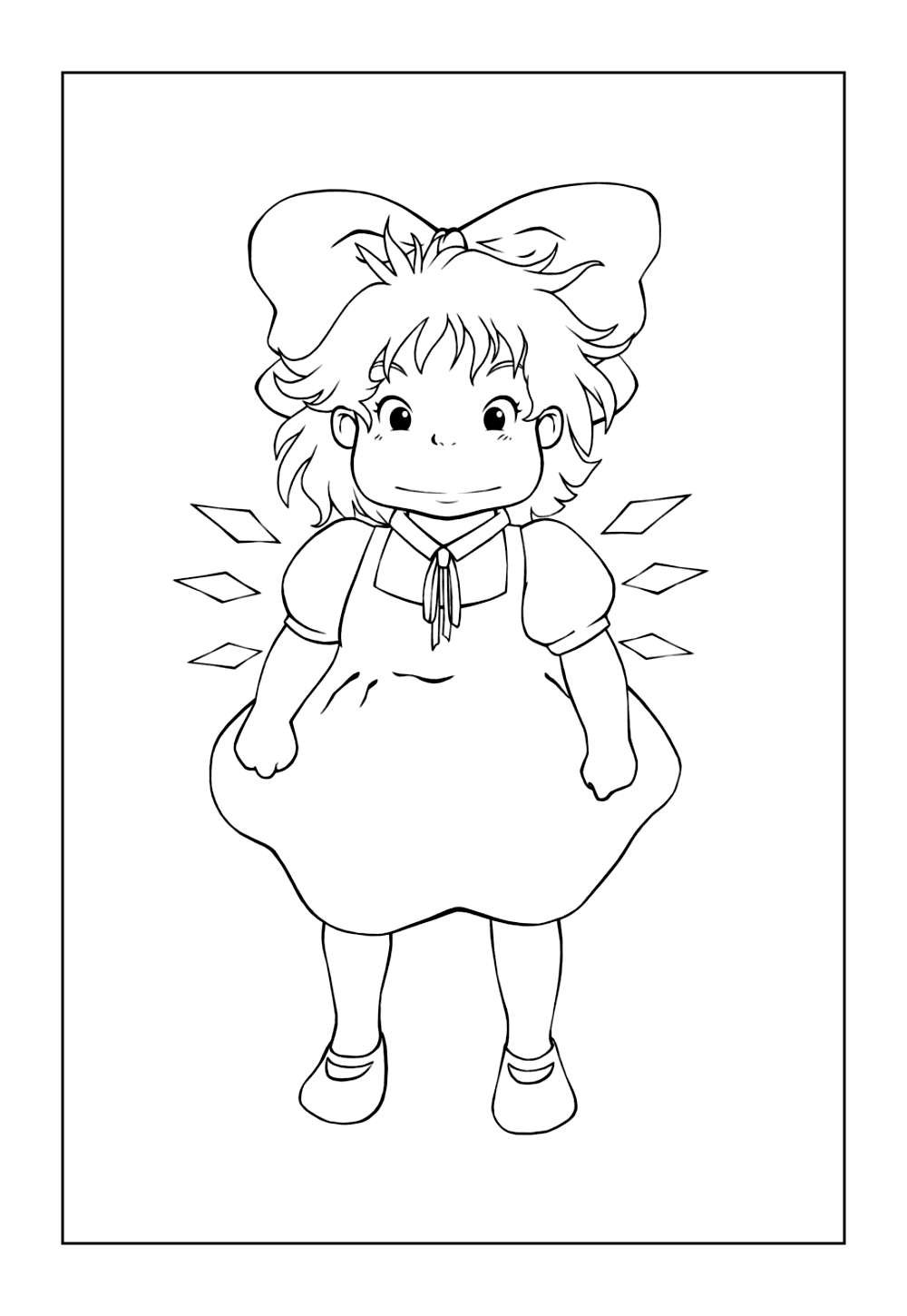 Colorir Ponyo em Casa com Desenhos Fáceis