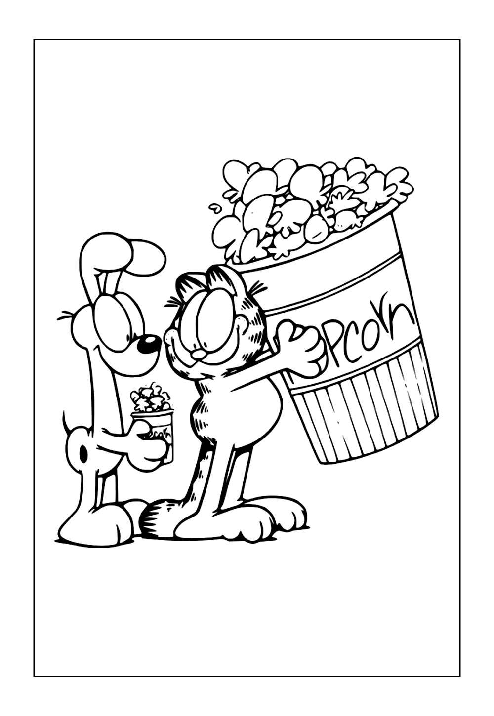Desenho de Odie e Garfield para colorir