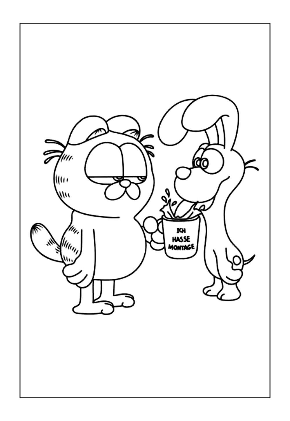 Odie e Garfield para colorir