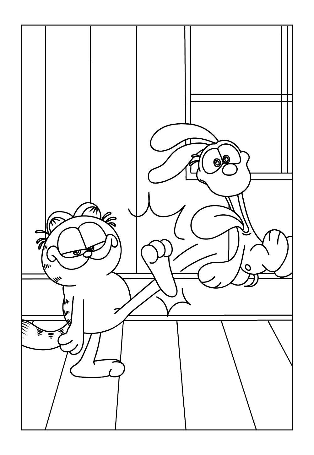 Desenho do Odie e do Garfield para colorir