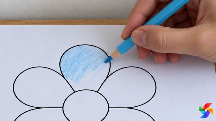 Técnica de pintura com lápis coloridos