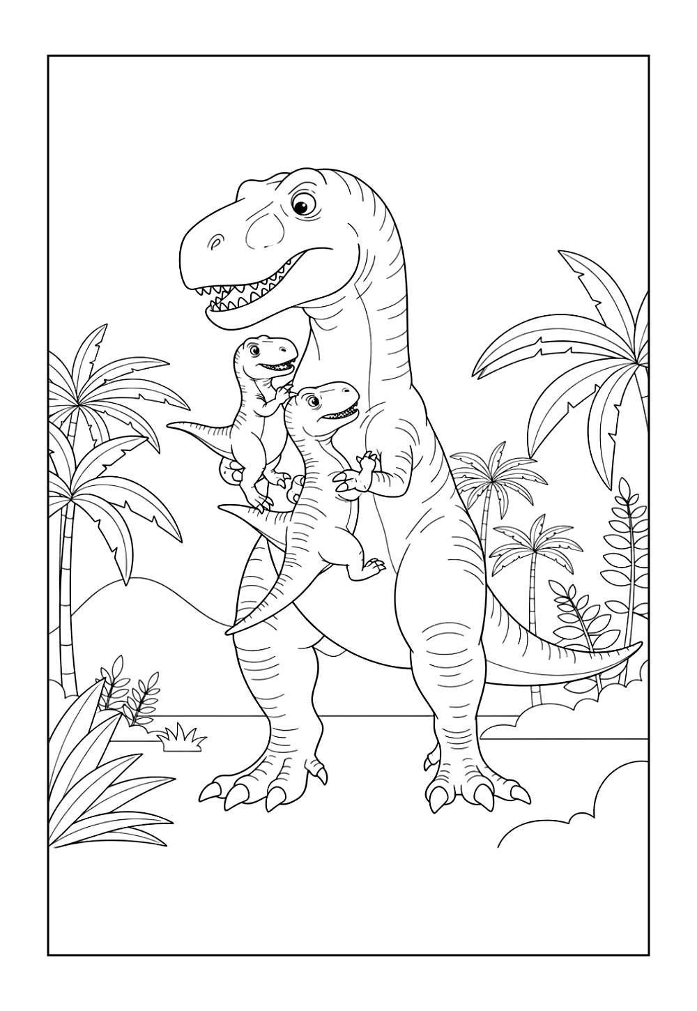 Desenho Fofo do Giganotossauro para imprimir e pintar