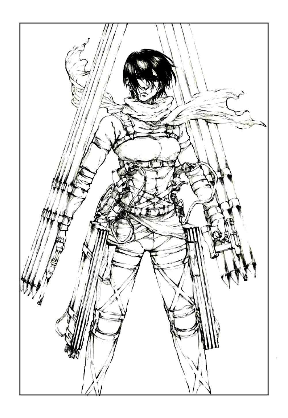 Desenho de Mikasa Ackerman para pintar