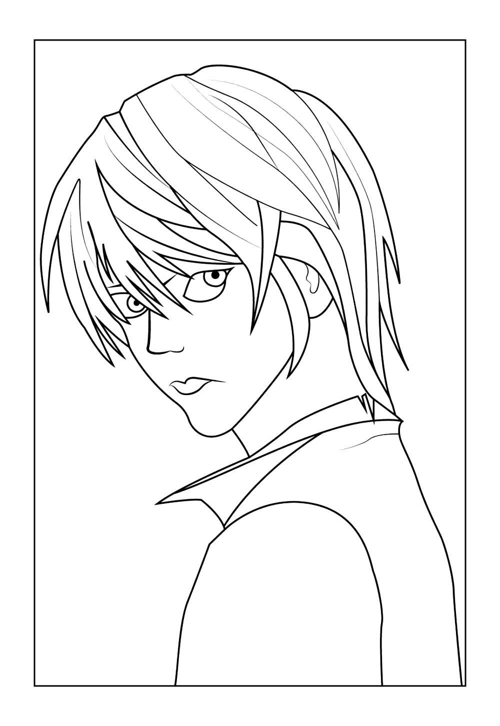 Desenho de Light Yagami do Death Note para pintar